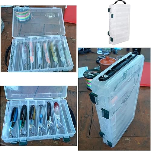 2pcs Scatola da Pesca, scatole di plastica da Pesca a Doppia Faccia per Esche Artificiali con 10 Scomparti per Kit Accessori da Pesca(20 * 17 * 4.5cm) - Ysert