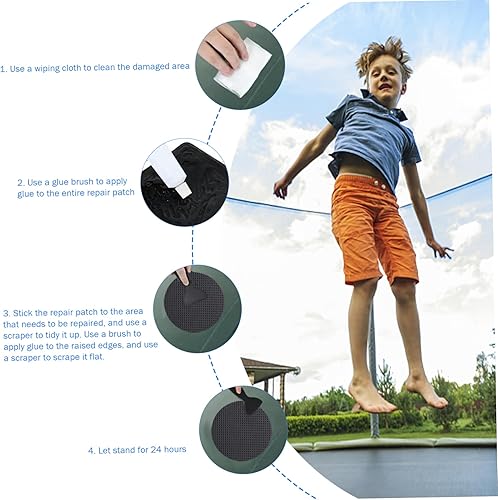 Kit di Riparazione delle Patch di Trampolino, Kit di Fissaggio di Trampolino, Patch adesive Impermeabili 4x4in per Tappetino da Salto, Rete e Pad di Sicurezza - Ysert