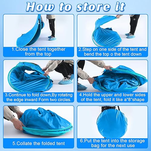 Tenda da Spiaggia Portatile, con Protezione Solare dai raggi UV UPF 50+, Tenda Spiaggia Pop-up per 2-4 Persone, Tenda da Spiaggia Antivento per Pesca Campeggio, Viaggi, Vacanza in Spiaggia - Ysert