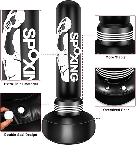 Heavy Punching Bags per Adulti - 69 ''Freestanding Boxing Bag con Stand per Uomini Formazione MMA Muay Thai Fitness - Ideale Standing Gonfiabile Kickboxing Bag - Ysert