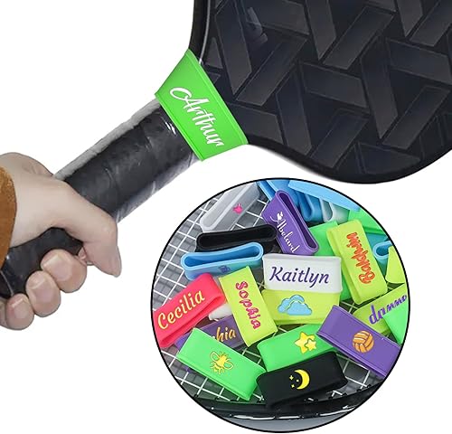 2 Pezzi di anelli in silicone per impugnatura per racchetta da tennis con nome personalizzato, anelli in gomma per racchetta da tennis, anello di fissaggio per il nastro della racchetta - Ysert