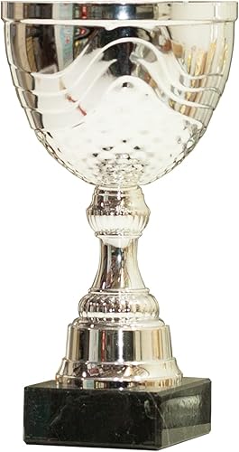 Coppa con tazza in metallo altezza 19 cm con base in marmo nero. Targhetta personalizzata omaggio Premiazioni moderne economiche sportive Trofeo - Ysert