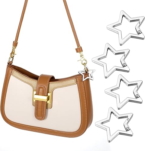 4 Pezzi Moschettone a Stella Gancio per Moschettone Argento Metallo Moschettone a Chiave a Stella 4 x 4 cm Portafoglio Moschettone a Stella per Viaggi Campeggio Pesca ed Escursionismo - Ysert