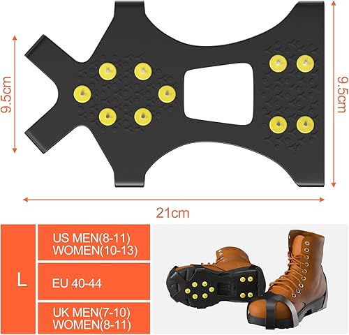 Ramponi Per Scarponi, Tacchetti Da Ghiaccio In Acciaio Inossidabile, Ice Tacchetti Trazione Antiscivolo Con 10 Borchie Neve Ghiaccio, Adatti Per Ghiaccio Escursionismo Campeggio Alpinismo - Ysert