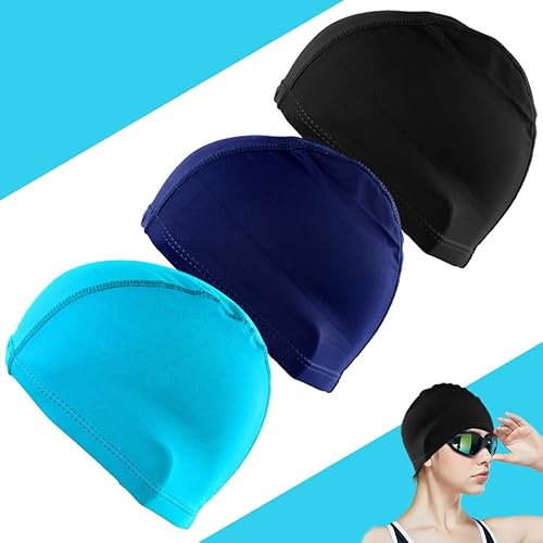 Cuffia da nuoto， cuffia da nuoto in tessuto confortevole， cuffia da nuoto morbida， cuffia da nuoto leggera， cuffia da nuoto per donne bambini adolescenti adulti， set da 3 pezzi - Ysert