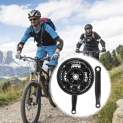 Ciclismo, Guarnitura Guarnitura in Acciaio Ad Alto Tenore di Carbonio 24-34-42T con Copertura per Catene per Bicicletta da Strada per Mountain Bike a velocità Vbile - Ysert