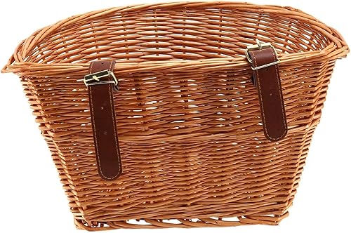 Cestino Anteriore Retro, Fatto a Mano, Bicicletta di Vimini Cinghie di Cuoio - Ysert