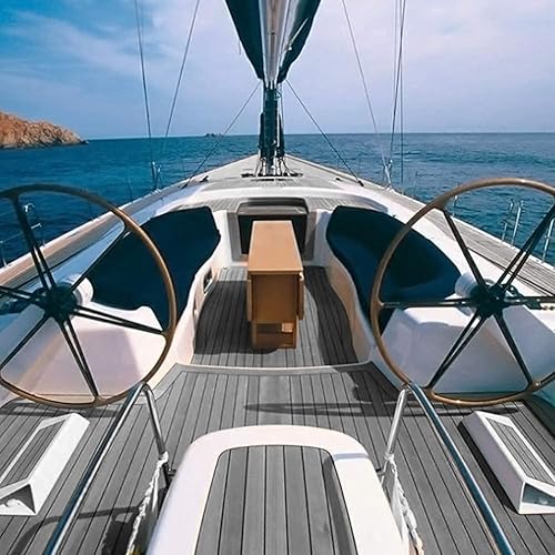 Tappeto Antiscivolo per Pavimenti Marine Boat Yacht, Tappetino per Pavimenti in Teak Eva Sintetico per Barche e Kayak, 240 * 90 * 0,6cm(Grigio Chiaro) - Ysert