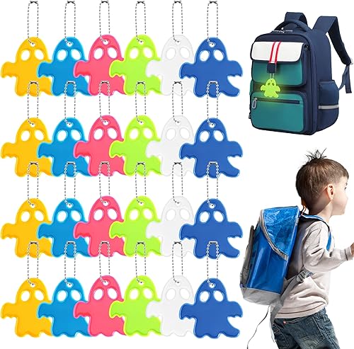 Ciondolo Catarifrangente, 24 Pezzi Ciondolo Riflettente per Bambini, Sicurezza Ciondoli Riflettenti, Catarifrangente Portachiavi per Abbigliamento Tazze Zaini Corsa Camminare - Ysert