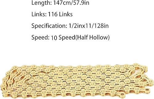 Catena per Bici, Catena a 10 velocità in Acciaio al Carbonio Ad Alta Resistenza 116 Maglie Parti di Ricambio per Mountain Bike - Ysert