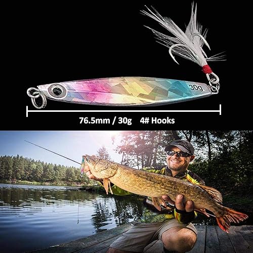 Set di 6 esche da pesca, in Metallo Cucchiai da Pesca con Piuma per Trota con ami alti, Esche Duro in Plastica Artificiali Esche Set per Acqua Dolce Salata - Ysert