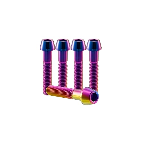 RISON-Titanium Bici Stelo Bulloni in Titanio M5x0.8x40mm, 5pcs Viti per Attacco Manubrio Bicicletta, Vite a Testa Conica Viti Fisse per Stelo Bici, Vite di Fermo Vite per Gambo per MTB/Bici da Strada - Ysert