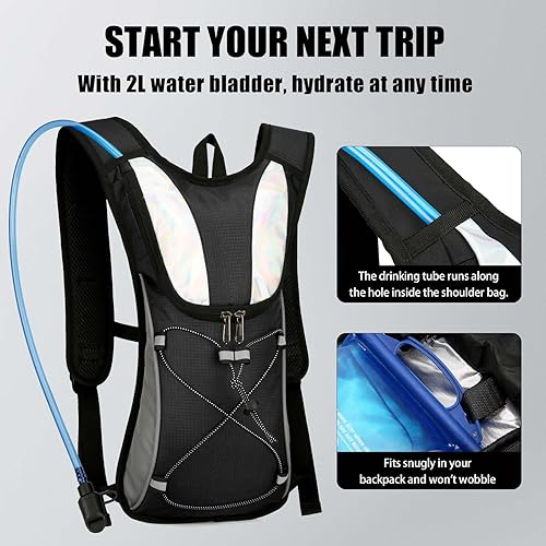 Zaino da bere con bolla da 2 l, senza BPA, zaino per bicicletta, zaino da corsa, zaino per acqua, zaino a bolle, ciclismo, escursionismo, arrampicata per uomo e donna - Ysert