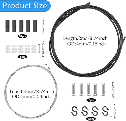 Set Cavi Cambio Bicicletta, Sostituzione Cavo Freno Bici, Kit Universale Cavo Deragliatore di Ricambio, Set Cavo Freno Bici da Strada per Riparazione Mountain Bike - Ysert