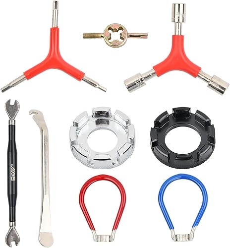 Set di 9 Attrezzi per Raggi della Bicicletta, Chiave Raggi Bici, Strumenti per Biciclette Set di Chiavi per Raggi, Tiraraggi Bicicletta, Tira Raggi Bici, Tira Raggi Regolazione dei Cerchioni 10-15G - Ysert