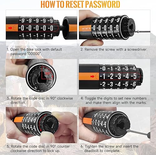 Hiipeak Catena Bici Catena Bicicletta Antifurto, Lucchetto per bicicletta Lucchetto a combinazione, lucchetto a combinazione per bicicletta protezione antifurto lucchetto a catena per bicicletta, moto - Ysert