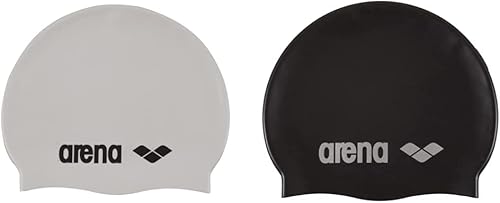 Arena Classic Silicone, Cuffia Unisex Adulto, Bianco (White/Black), Taglia Unica & Classic Silicone, Cuffia Unisex Adulto, Nero (Black-Silver), Taglia Unica - Ysert