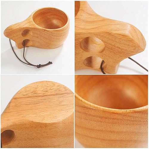 Tazza di legno Kuksa fatta a mano in stile nordico, tazza di legno da viaggio portatile tazza di legno, campeggio escursionismo tazza di tè di sopravvivenza ecologica fatta a mano (A1) - Ysert