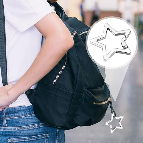 4 Pezzi Moschettone a Stella Gancio per Moschettone Argento Metallo Moschettone a Chiave a Stella 4 x 4 cm Portafoglio Moschettone a Stella per Viaggi Campeggio Pesca ed Escursionismo - Ysert