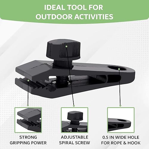 12 Pezzi Tarp Clips per Tenda, Clip in Plastica per Panno Protettivo, Multifunzionale Clip per Teloni di Fissaggio, per Ombra Impugnatura per Tende Sole Morsetti per Tende, Nero - Ysert