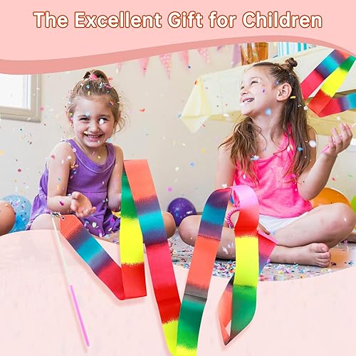 ZHXGO 6 Pezzi Dance Ribbons, 2m Ginnastica Ritmica Nastro con Fare Piroette Danza Baton Asta, Danza Nastri Artistica, Ginnastica Ritmica Bacchetta per Allenamento - Ysert