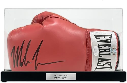 Exclusive Memorabilia Guanto da Boxe Rosso Firmato da Mike Tyson. in vetrina con Targa - Ysert