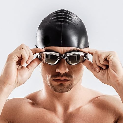 XUBX Occhialini da Nuoto e Cappelli da nuoto con clip per naso, tappi per le orecchie, Occhialini Piscina, Occhiali da Nuoto, Anti-Appannamento Anti-perdite, per Uomo Donna Adulti - Ysert