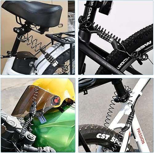 2 Pezzi Lucchetto Bici, 150 cm Catena Bici, Lucchetto Bici Combinazione, Lucchetto Casco Moto Con 4 Numeri di Parte, Catena Bicicletta Antifurto per Casco da Bici, Casco da Moto, Scooter - Ysert