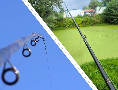 44 Pezzi Set di Anelli per Canna da Pesca,Anello terminale in Ceramica,Guide in Ceramica,Anello per Punta di Canna da Pesca,della Guida di Canna (Nero,3,76 mm-29,8 mm) - Ysert