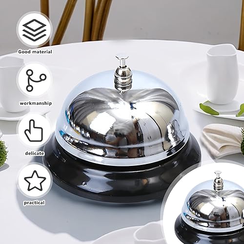4 campanelle da tavolo: campanello da tavolo con campanello croccante in acciaio inox, campane per reception, campana per la nave per ristoranti, hotel, bar, cucina - Ysert