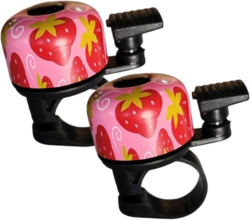 Campanelli Per Bicicletta Per Bambini,Campanello Bici Bambina, Set Di 2,Suono Forte Universale, Stile Classico Retro, Adatto a Bici Da Strada, Mountain Bike e Monopattino, Motivo Fragola - Ysert