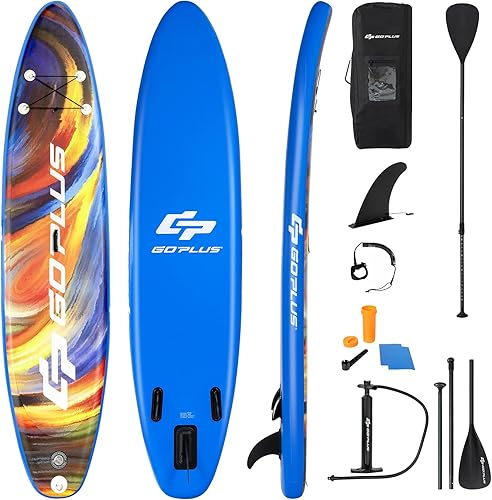 COSTWAY SUP Gonfiabile 335/320 cm, Stand Up Paddle Gonfiabile con Pinne, Leash, Pagaia, Pompa, Kit di Riparazione e Borsa, Carico Massimo 120 kg - Ysert