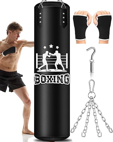 Sacco da Boxe per Adulti Appendere, Non Riempiti Sacchi da Boxe 120cm per Kickboxing Muay Thai Karate Judo Taekwondo MMA Punching Bag - Ysert