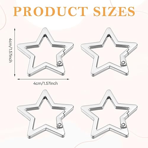 4 Pezzi Moschettone a Stella Gancio per Moschettone Argento Metallo Moschettone a Chiave a Stella 4 x 4 cm Portafoglio Moschettone a Stella per Viaggi Campeggio Pesca ed Escursionismo - Ysert
