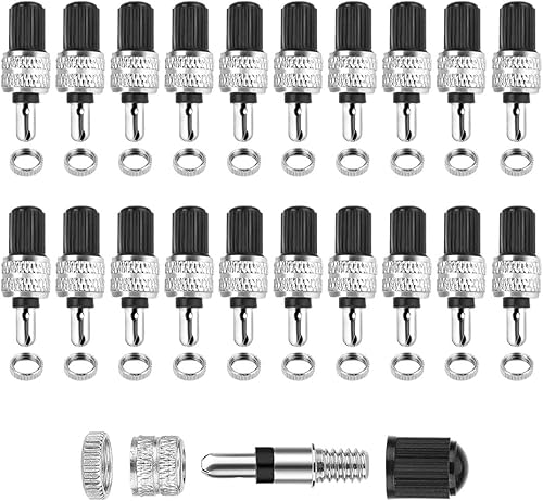 20 Pezzi Valvole per Pneumatici per Bicicletta 5 valvole per Tubi per Bicicletta 5 Cappucci di Ricambio 5 Dadi ad Alette + 5 connettori Inserti rapidi con rondelle - Ysert