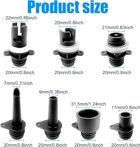 7 ugelli elettrici per valvola dell'aria, kit adattatore per pompa Sup, tubo dell'aria per pompa gonfiabile, accessori per pompa ad aria Sup, parti di ricambio per stand up paddle board gonfiabili - Ysert