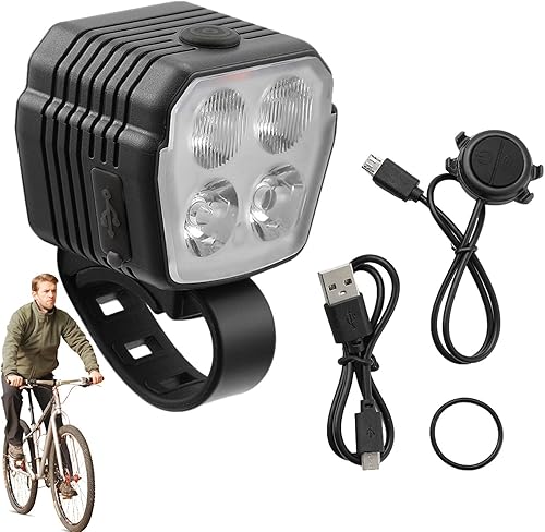 Luci per Bici con clacson, Faro per Bici con Campanello - Faro per Bicicletta con clacson,Luce di Sicurezza per Bici, Accessori per Bici, Luce Anteriore per Bici per Guida Notturna - Ysert