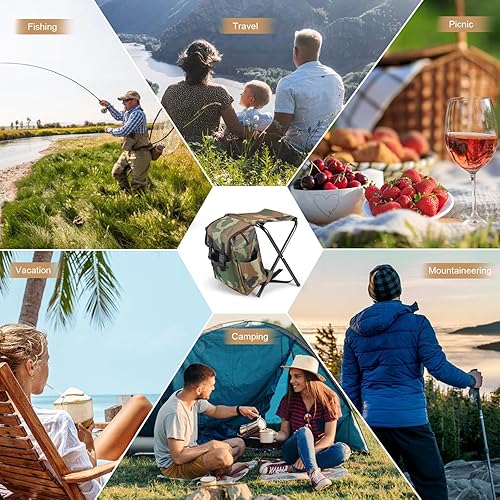 Sedia da Camping Pieghevole 100kg con Zaino Impermeabile - Sedia Portatile per Pesca, Trekking, Picnic con Design Stabile (Mimetica) - Ysert