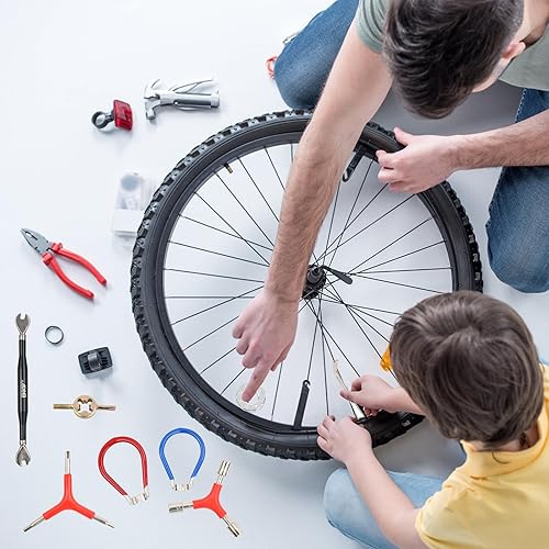 Set di 9 Attrezzi per Raggi della Bicicletta, Chiave Raggi Bici, Strumenti per Biciclette Set di Chiavi per Raggi, Tiraraggi Bicicletta, Tira Raggi Bici, Tira Raggi Regolazione dei Cerchioni 10-15G - Ysert