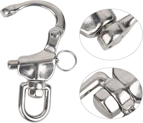 Moschettone a Scatto Occhiello Girevole, moschettone per Arrampicata su Roccia da Alpinismo Gancio a Scatto rapido con Rotazione in Acciaio Inossidabile 316(16 * 87mm) - Ysert
