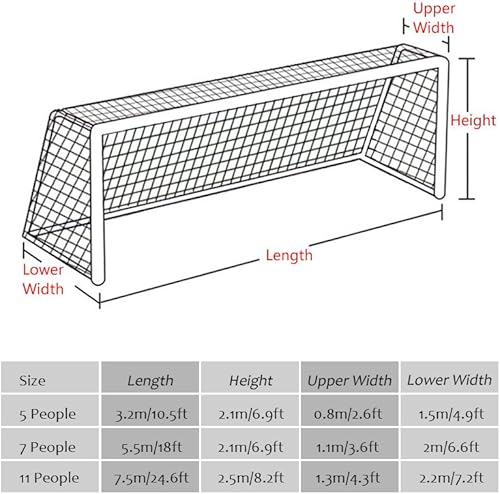 Rete da Calcio, Rete di Ricambio per Calcio Reti da Allenamento in Polietilene a Grandezza Naturale Rete da Calcio per Porte da Calcio 10x7ft 18x7ft 24x8ft - Ysert