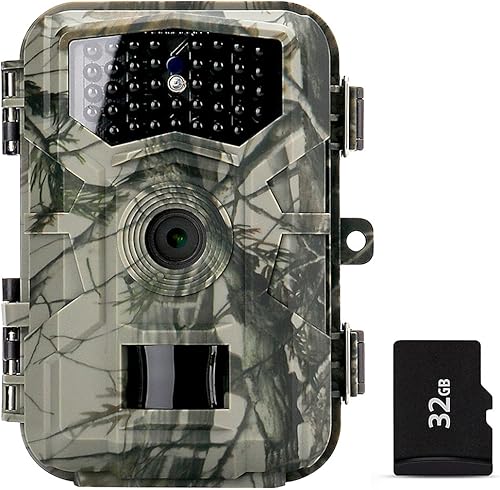 Fototrappola Victure Fotocamera Caccia 32MP 1080P HD Impermeabile IP66 Fototrappola Infrarossi Invisibili con 0.7s Velocità di Innesco Fino a 85ft/22m con Scheda da 32GB - Ysert