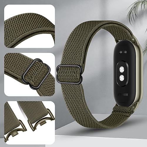 Ricambio per Cinturino Mi Band 8, 3 Pezzi Compatibili con Cinturino Xiaomi Mi Band 8, Nylon Cinturini per Mi Band 8, Cinturino Smart Band 8 Morbido Regolabile Adatto a Donne e Uomini(Nero/Verde/Beige) - Ysert