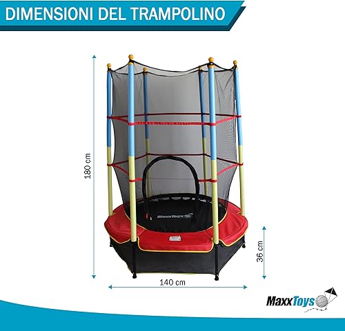 Trampolino da Interno per Bambini, 140 cm, con Pali Imbottiti e Coperture per Bordi - Ysert