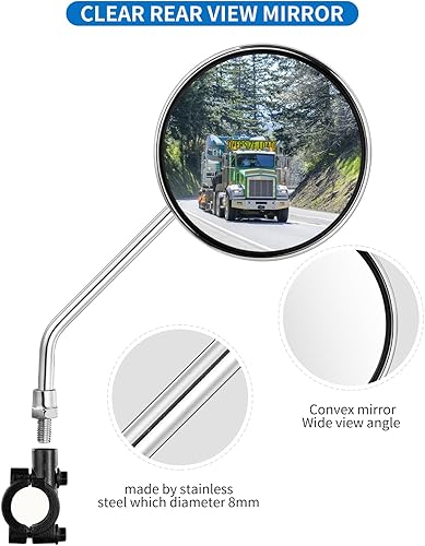Manubrio per bicicletta specchietto retrovisore universale, regolabile, girevole, specchio trasparente per mountain bike, bici da strada, moto elettrica, scooter elettrico, con 8 mm, base di - Ysert