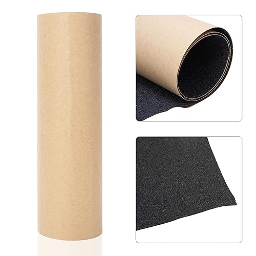 Foglio di nastro adesivo per skateboard da 9 'x 33', carta vetrata nera per scooter antiscivolo e traspirante per rollerboard, scale, pistola, pedale, pistola, sedia a rotelle, gradini - Ysert