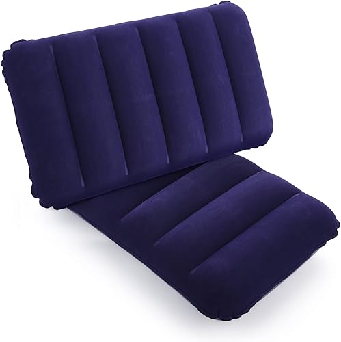 Cuscino Gonfiabile per Campeggio, Spiaggia e Escursioni Compatto e Ultraleggero Cuscino da Viaggio in Velluto Morbido, Blu 43x27 cm - Ysert