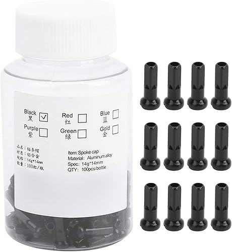 Alomejor 100 Pezzi di Raggio della Bicicletta in Lega di Alluminio Ruota della Bicicletta parlato Punte della Bicicletta parlato Cappuccio 14x6mm - Ysert