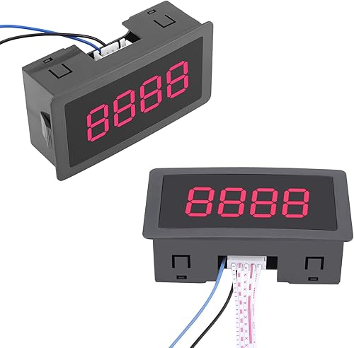 Contatore Digitale, Contatore Digitale Automatico Display Digitale a LED CC 4 Cifre 0 a 9999 Up Down Plus Minus Panel Counter Meter con Controlli Via Cavo (Verde) - Ysert