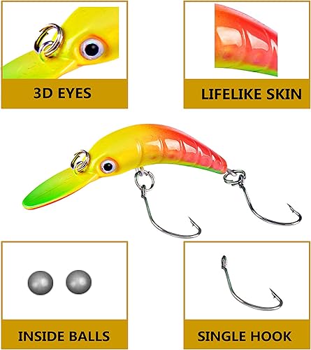 Artificiali Trout Area Crank Minnnow Esca Pesca Trota Spinning Black Bass kit 4 pz. Gr. 2,5 - Ysert